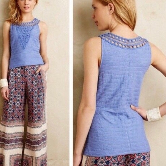 ANTHROPOLOGIE Aicha Lavender Tribal Boho Festival Casual Sleeveless Shirt - Picture 6 of 7
